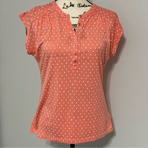 Liz Claiborne Coral Polka Dot Blouse Size MP